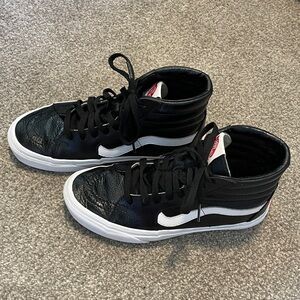 Vans Black and White leather High-Top Sneakers